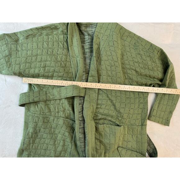 Nike Yoga Womens Green Reversible Wrap Jacket Check Kimono Cardigan L NWOT - Picture 6 of 10